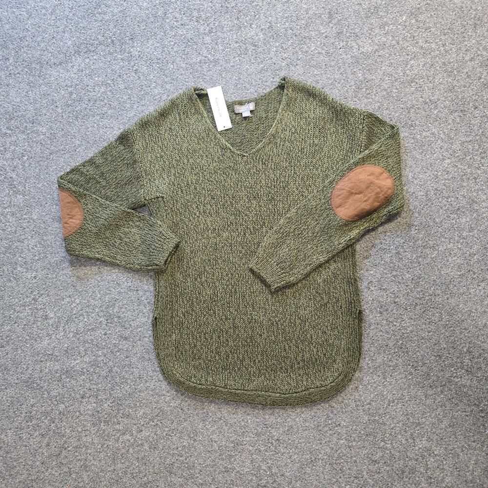 Cupcake Clothing Sweater Womens Size XS Green Chunky Knit Elbow Patches Casual - Picture 1 of 10